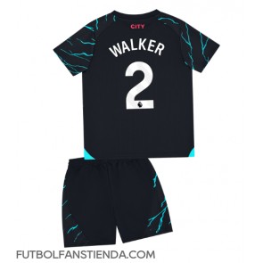 Manchester City Kyle Walker #2 Tercera Equipación Niños 2023-24 Manga Corta (+ Pantalones cortos)